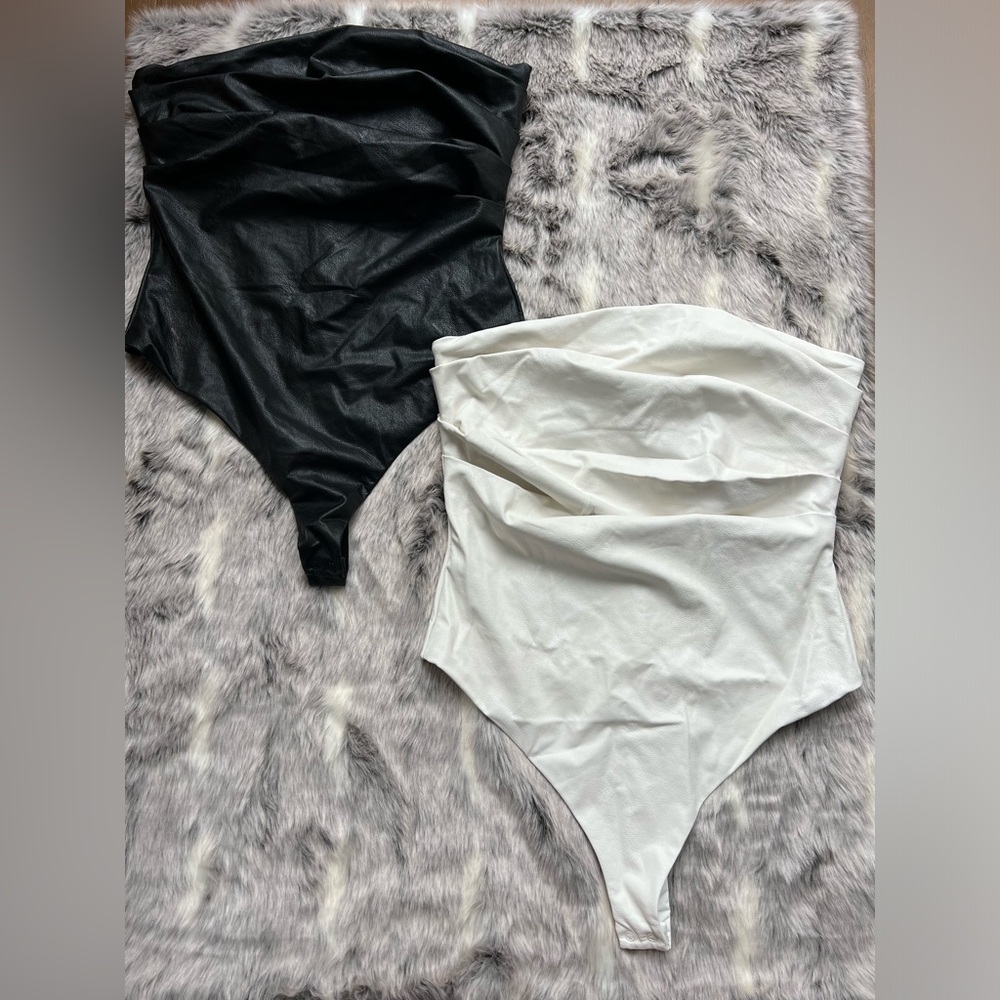 Naked Wardrobe Faux Leather Body Suit NWOT
